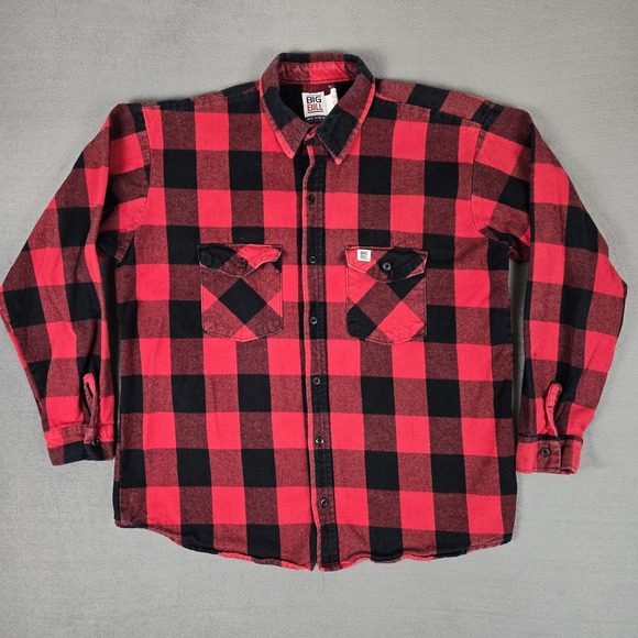 Big Bill Other - Big Bill Flannel Shirt Mens XL Button-Up Red Plaid Heavyweight USA‎ Made *READ